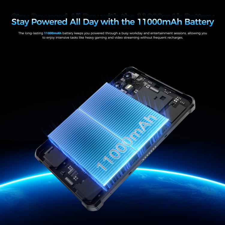 جهاز لوحي متين OUKITEL RT3 Plus بشبكة 4G، مقاوم للماء والغبار بمعايير IP68/IP69K، 4 جيجابايت + 128 جيجابايت، شاشة 8.0 بوصة، أندرويد 15، معالج MediaTek G81 ثماني النواة، يدعم شريحتي اتصال، قابس الاتحاد الأوروبي، RT3 Plus 4GB+128GB