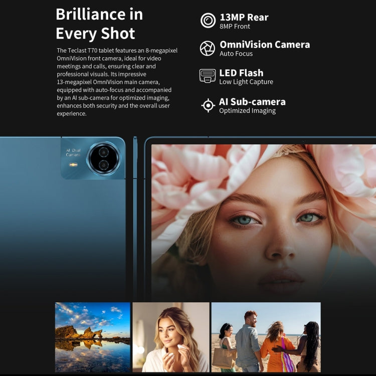 جهاز Teclast T70 اللوحي 4G LTE، 8GB+256GB، شاشة 14 بوصة أندرويد 14 مع معالج MediaTek Helio G99 ثماني النواة، يدعم شريحتي اتصال، T70