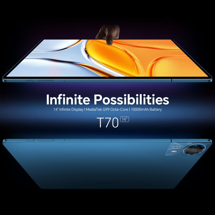 جهاز Teclast T70 اللوحي 4G LTE، 8GB+256GB، شاشة 14 بوصة أندرويد 14 مع معالج MediaTek Helio G99 ثماني النواة، يدعم شريحتي اتصال، T70