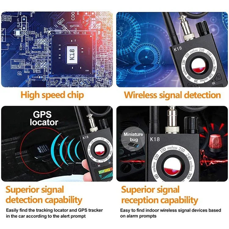 كاشف لاسلكي GPS مضاد للتصوير الخفي، كاشف إشارة لاسلكية، K18