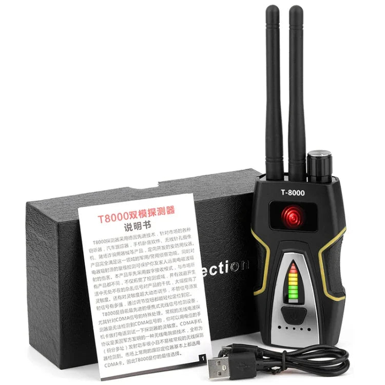 كاشف إشارة RF T-8000، كاشف صوت GSM، كاشف مسح GPS، T-8000 فضي