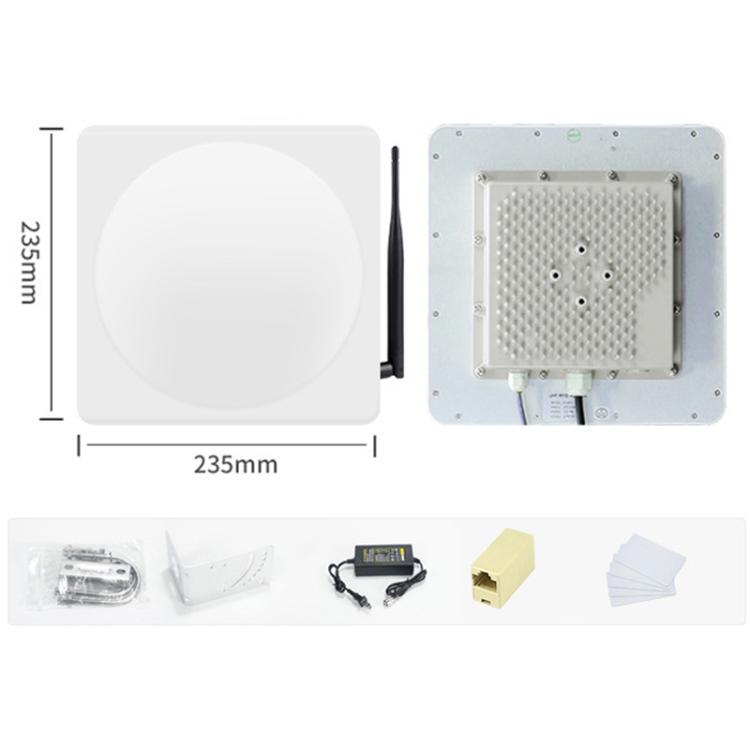 قارئ مدمج بتقنية RFID UHF لمسافة طويلة مع هوائي 9dBi وشريحة E710، الطراز: إضافة اتصال واي فاي، إضافة اتصال واي فاي