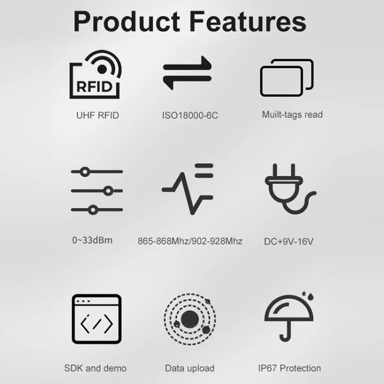 قارئ مدمج بتقنية RFID UHF لمسافة طويلة مع هوائي 9dBi وشريحة E710، الطراز: وحدة تسخين مدمجة بدرجة حرارة ثابتة، وحدة تسخين مدمجة بدرجة حرارة ثابتة