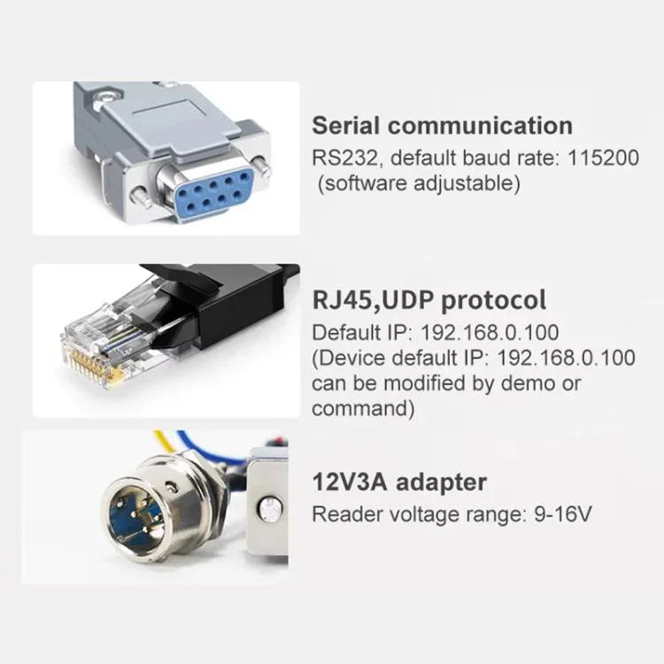 قارئ مدمج بتقنية RFID UHF لمسافة طويلة مع هوائي 9dBi وشريحة E710، الطراز: إضافة شبكة 4G، إضافة شبكة 4G