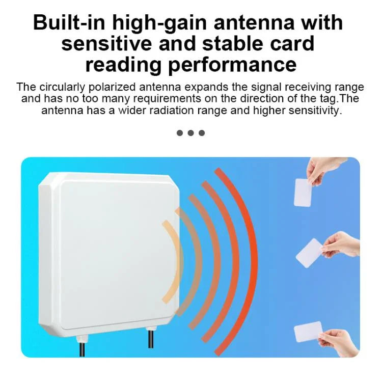 قارئ مدمج بتقنية RFID UHF لمسافة طويلة مع هوائي 9dBi مدمج، الطراز: قياسي، قياسي