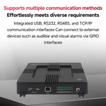 قارئ / كاتب RFID بأربعة قنوات مع وحدة Impinj E710، قارئ صناعي ثابت طويل المدى UHF لإدارة المستودعات، قارئ RFID بأربعة قنوات