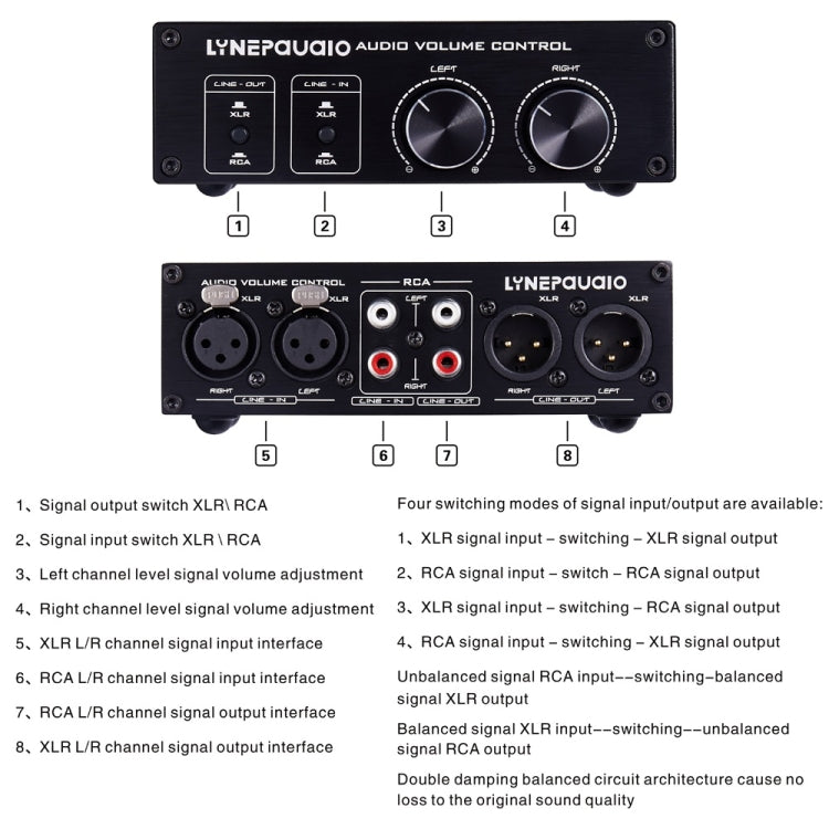 مفتاح LINEPAUDIO A977 2 دخل 2 خرج، مضخم صوت سلبي متوازن بالكامل، تحكم في مستوى الصوت لمصدر صوت مزدوج، A977