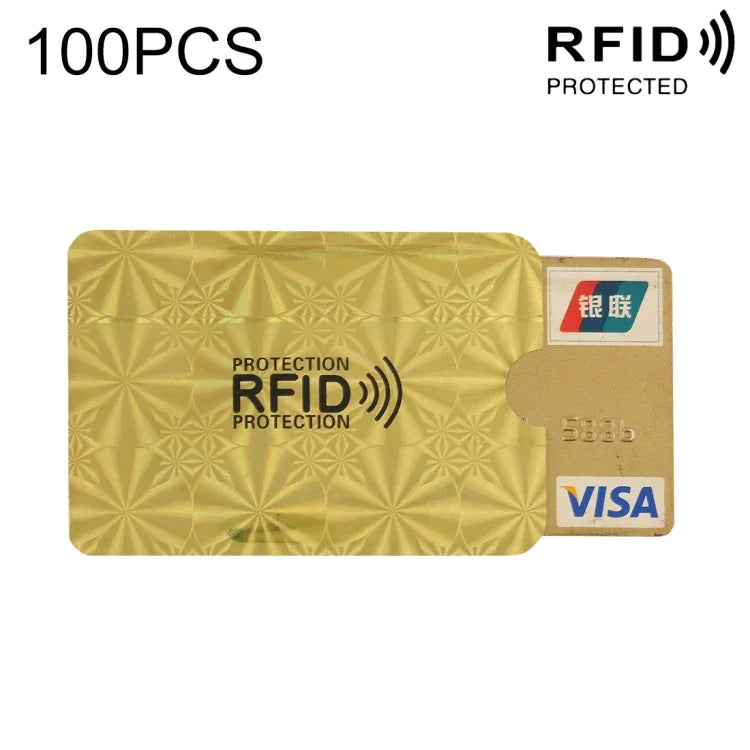 حافظة بطاقات ائتمان وبنك بحماية RFID من رقائق الألمنيوم 100 قطعة، الحجم: 9 × 6.3 سم