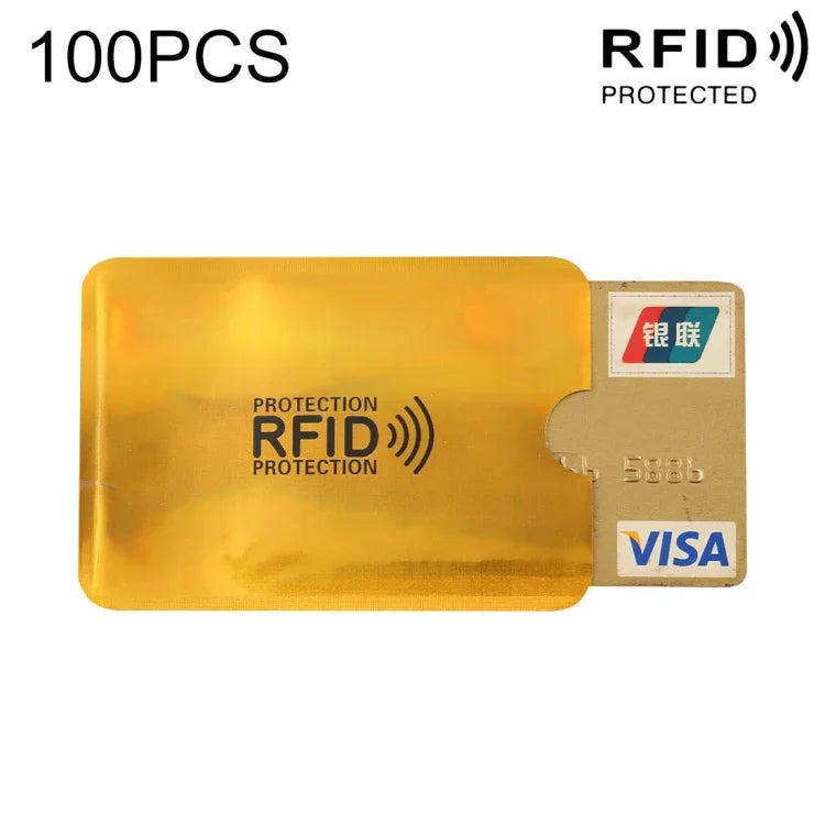 حافظة بطاقات ائتمان وبنك بحماية RFID من رقائق الألمنيوم 100 قطعة، الحجم: 9 × 6.3 سم