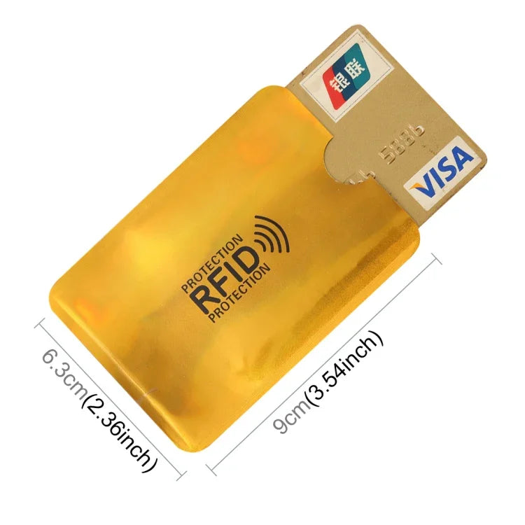 حافظة بطاقات ائتمان وبنك بحماية RFID من رقائق الألمنيوم 100 قطعة، الحجم: 9 × 6.3 سم
