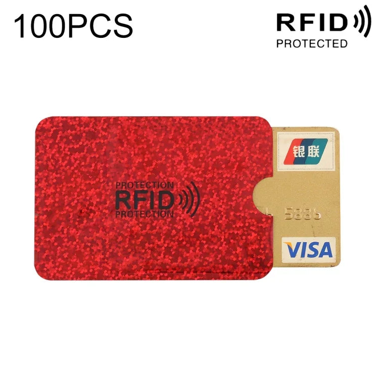 حافظة بطاقات ائتمان وبنك بحماية RFID من رقائق الألمنيوم 100 قطعة، الحجم: 9 × 6.3 سم