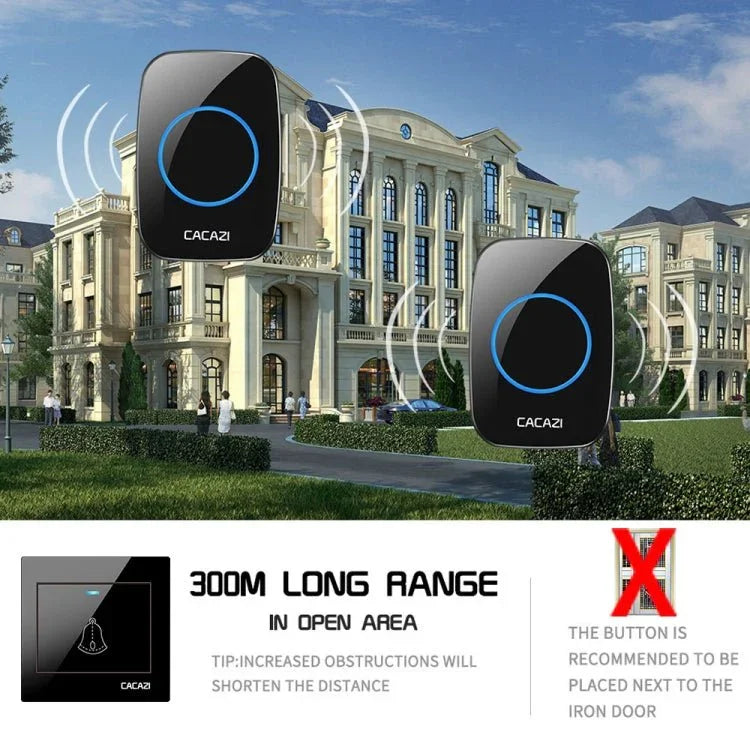 CACAZI H10 1 For 2 Home Wireless Music Doorbell without Battery - Trustpick