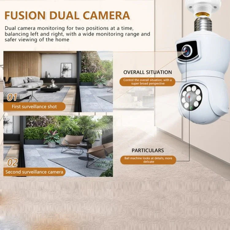 DP41 Bulb - type Dual - lens Motion Tracking Smart Camera Supports Voice Intercom - Trustpick
