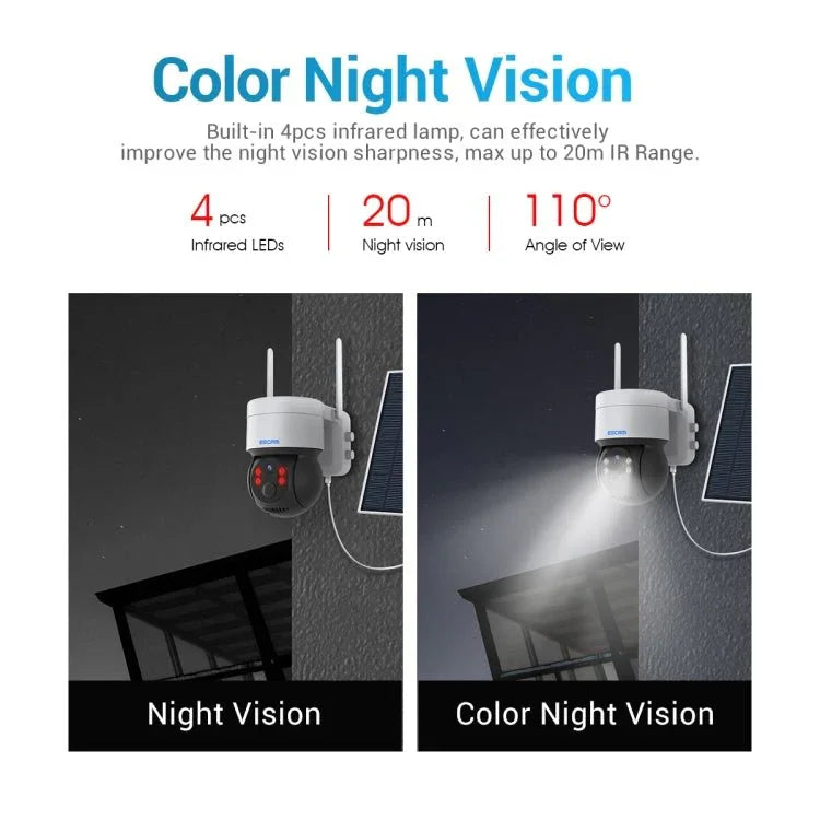 ESCAM QF170 2MP WiFi Full Color Night Vision Two - way Audio Solar Camera - Trustpick