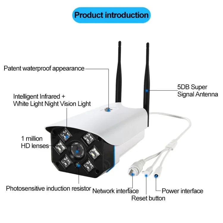 J - 06 Indoor and Outdoor 1.0MP Wireless Wifi IP IR Camera, Support Infrared Night Vision / Motion Detection / TF Card (64GB Max), IR Distance: 50m - Trustpick