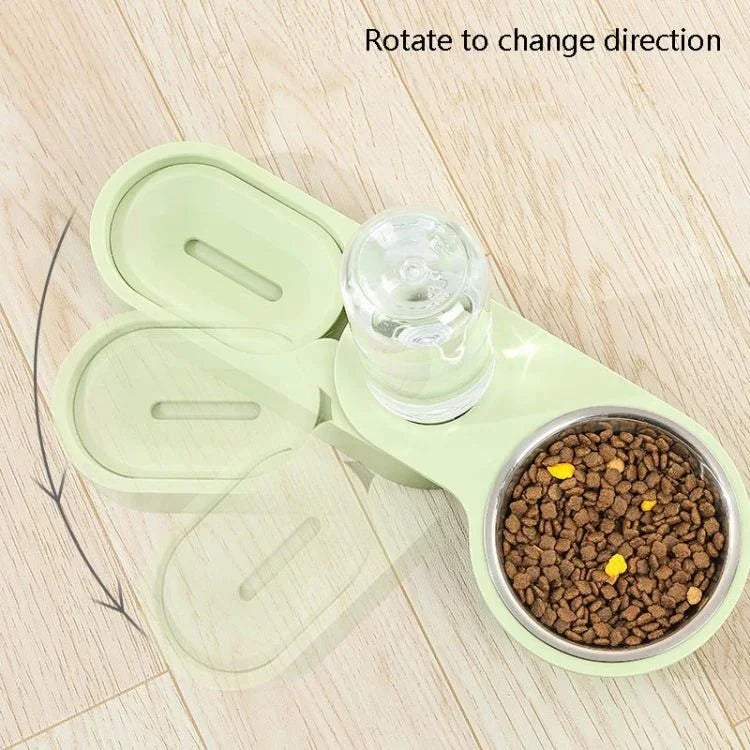 Pet Supplies Dog Cat Food Bowl Folding Rotating Double Bowl - Trustpick