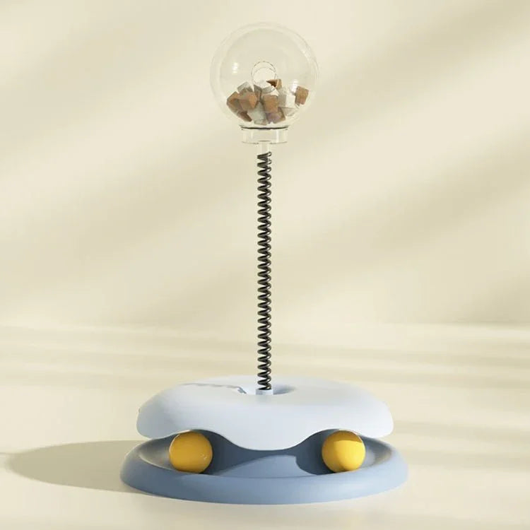 Teasing Cats Toy Turntable With Spring Leaky Food Ball Pet Cats Play Tray - Trustpick