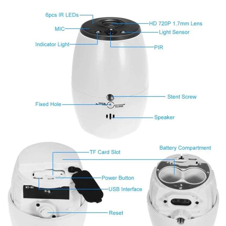 VESAFE VS - DC01 Security HD 720P Two - Way Audio Wireless Wifi IP Camera, Support Night Vision & PIR Detection & TF Card, IP54 Waterproof - Trustpick