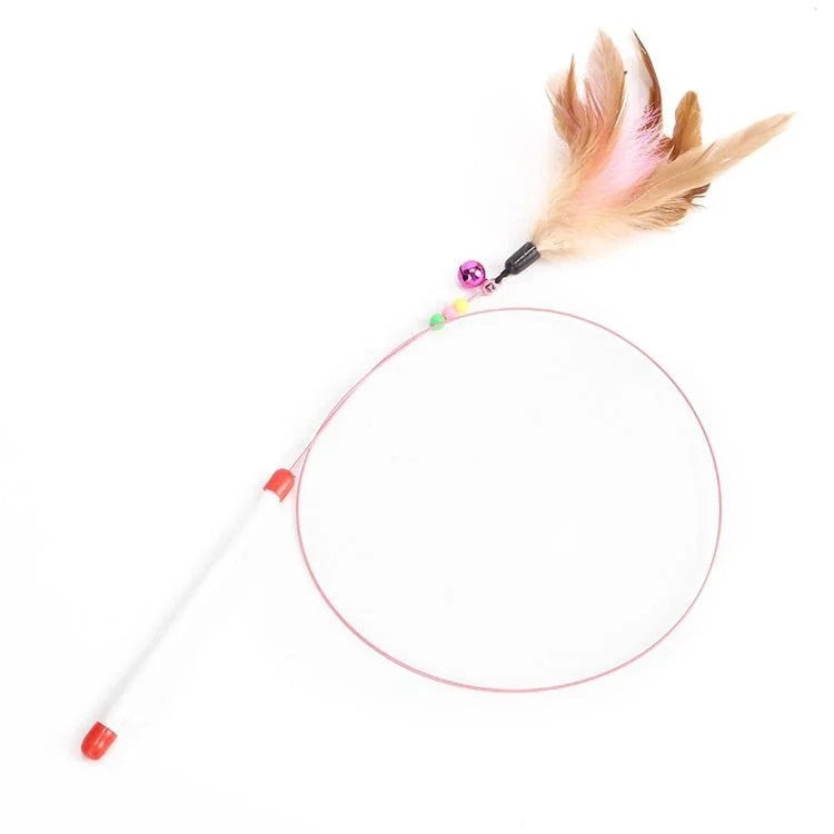Wire Funny Cat Stick With Bell Cat Toy, Style: Feather - Trustpick